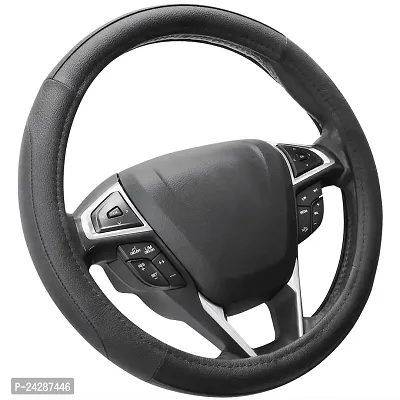 SEG Direct Black Microfiber Leather Auto Car Steering Wheel Cover Universal 15 inch