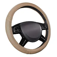 CAR PASS Classical Leather Automotive Universal Steering Wheel Covers,Universal Fit for Suvs,Trucks,Sedans,Cars,Vans(Beige)-thumb1