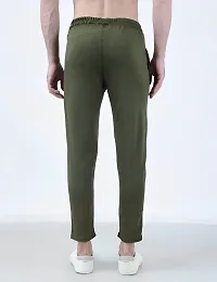 Stylish Green Cotton Blend Solid Regular Track Pants For Men-thumb2