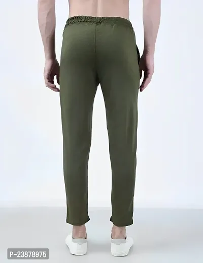 Stylish Green Cotton Blend Solid Regular Track Pants For Men-thumb3