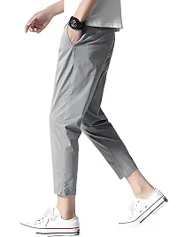 Stylish Grey Cotton Blend Solid Regular Track Pants For Men-thumb2