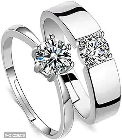 Punjabi Swagg Couple Finger Ring Set with Cubic Zirconia Combo for Girls/Boys-thumb0