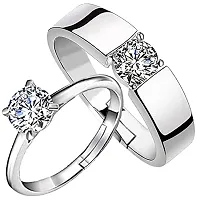 Punjabi Swagg Couple Finger Ring Set with Cubic Zirconia Combo for Girls/Boys-thumb1