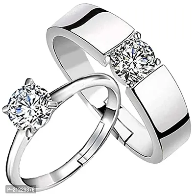 Punjabi Swagg Couple Finger Ring Set with Cubic Zirconia Combo for Girls/Boys-thumb2