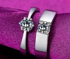 Punjabi Swagg Couple Finger Ring Set with Cubic Zirconia Combo for Girls/Boys-thumb3