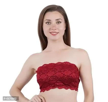 FANCY TUBE PADDED BRA WITH TRANSPARENT STRAPS (MAROON)