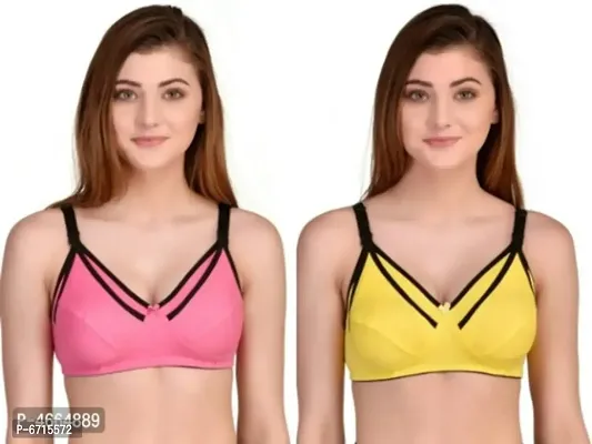 WOMEN BREASTFEEDING/NURSING/MATERNITY BRA( PACK OF 2)PINK,YELLOW