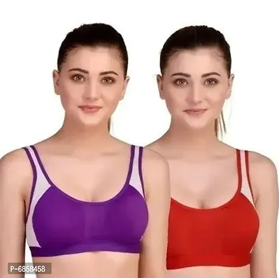 SPORTS BRA,SOFT FABRIC WITH PERFECT STRECH(PACK OF 2)-PURPLE,RED