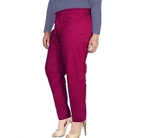 Cotton Lycra Plus Size Women Magenta (Rani) Color Pant With Double Pockets-thumb1