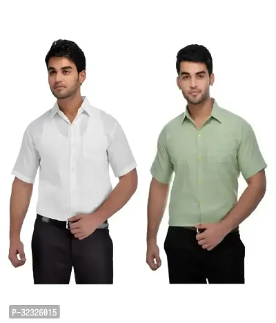 Reliable Multicoloured Cotton Solid Casual Shirt For Men Pack Of 2-thumb0