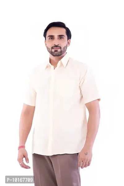 DESHBANDHU DBK Men's Plain Solid 100% Cotton Half Sleeves Regular Fit Formal Shirt's-thumb3