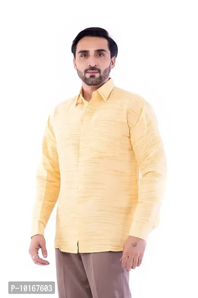 DESHBANDHU DBK Men's Solid Cotton Full Sleeves Regular Fit Shirt (44, Yellow)-thumb3