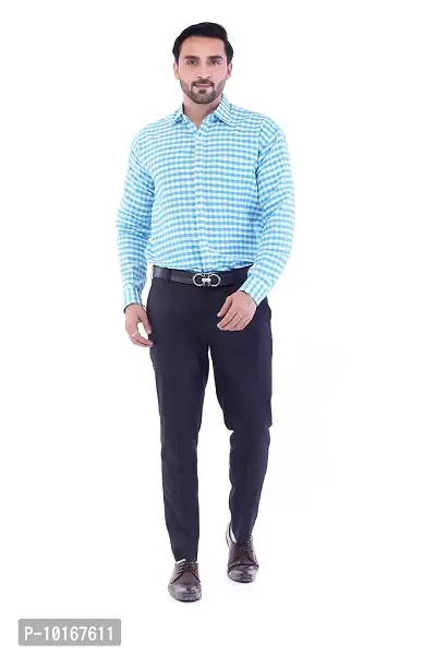 DESHBANDHU DBK Men's Solid Cotton Full Sleeves Regular Fit Shirt (44, Sky)