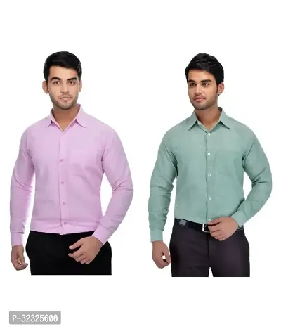 Reliable Multicoloured Cotton Solid Casual Shirt For Men Pack Of 2-thumb0