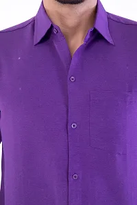 DESHBANDHU DBK Men's Solid Cotton Full Sleeves Regular Fit Shirt (44, Purple)-thumb1
