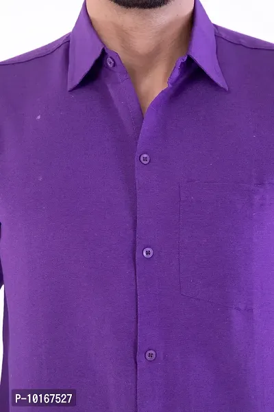 DESHBANDHU DBK Men's Solid Cotton Full Sleeves Regular Fit Shirt (44, Purple)-thumb2