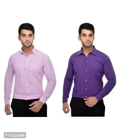 Reliable Multicoloured Cotton Solid Casual Shirt For Men Pack Of 2