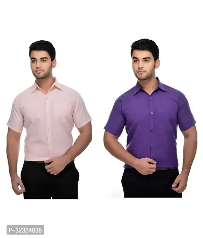 Reliable Multicoloured Cotton Solid Casual Shirt For Men Pack Of 2-thumb0