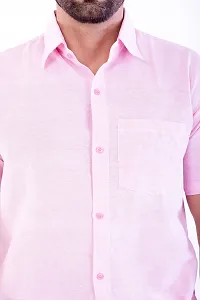 DESHBANDHU DBK Men's Plain Solid 100% Cotton Half Sleeves Regular Fit Formal Shirt's (42, Pink)-thumb2