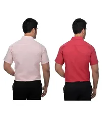 Elegant Multicoloured Cotton  Short Sleeves Casual Shirt For Men Pack Of 2-thumb1