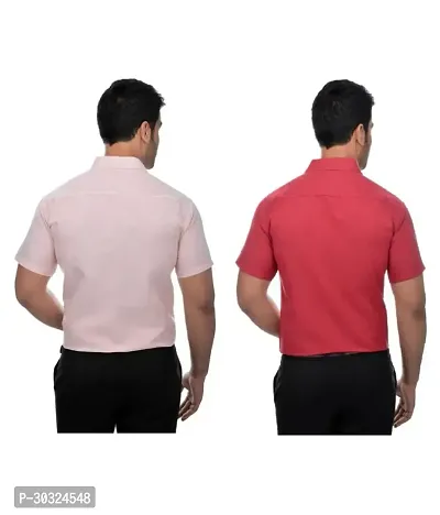 Elegant Multicoloured Cotton  Short Sleeves Casual Shirt For Men Pack Of 2-thumb2