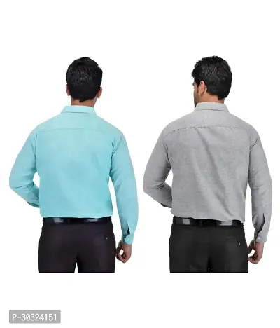 Elegant Multicoloured Cotton  Long Sleeves Casual Shirt For Men Pack Of 2-thumb2