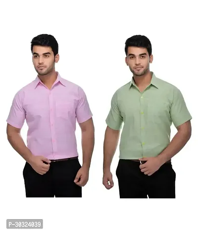 Elegant Multicoloured Cotton  Short Sleeves Casual Shirt For Men-thumb0