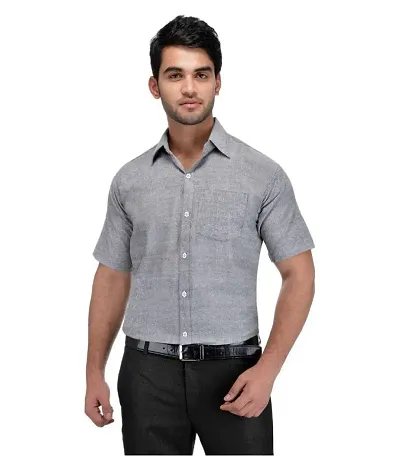 Reliable Khadi Solid Short Sleeves Casual Shirts For Men