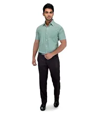 Men's Green Khadi Cotton Solid Short Sleeves Regular Fit Casual Shirt-thumb3