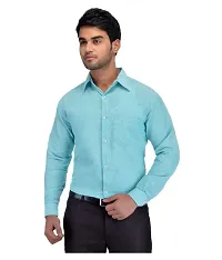 Men's Multicoloured Khadi Cotton Solid Long Sleeves Regular Fit Casual Shirt (Pack of 2)-thumb3