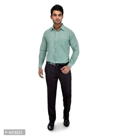 Men's Green Khadi Cotton Solid Long Sleeves Regular Fit Casual Shirt-thumb4