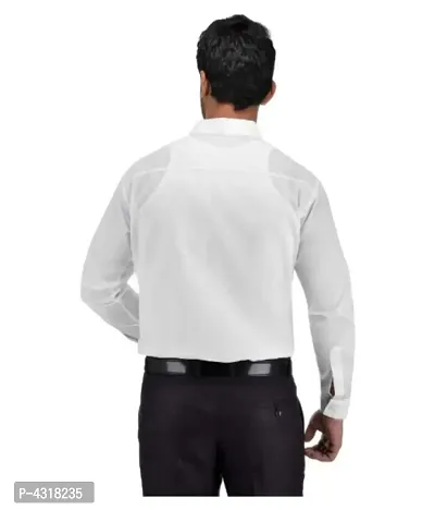 Men's White Khadi Cotton Solid Long Sleeves Regular Fit Casual Shirt-thumb2