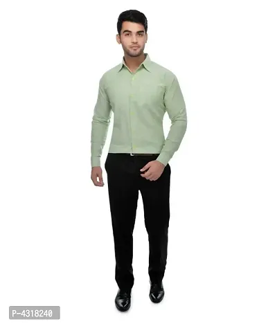 Men's Parrot Khadi Cotton Solid Long Sleeves Regular Fit Casual Shirt-thumb4