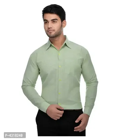 Men's Parrot Khadi Cotton Solid Long Sleeves Regular Fit Casual Shirt