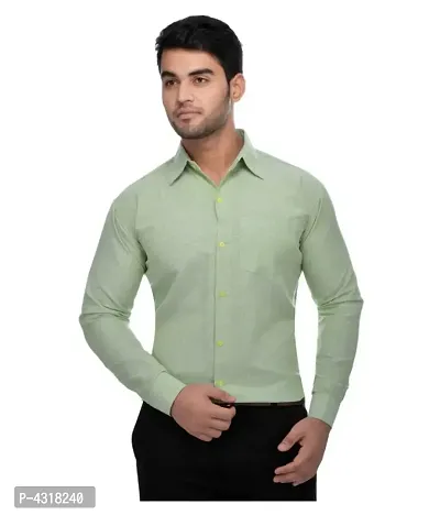 Men's Parrot Khadi Cotton Solid Long Sleeves Regular Fit Casual Shirt-thumb0