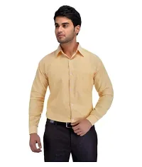 Men's Multicoloured Khadi Cotton Solid Long Sleeves Regular Fit Casual Shirt (Pack of 2)-thumb3