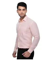 Men's Peach Khadi Cotton Solid Long Sleeves Regular Fit Casual Shirt-thumb1