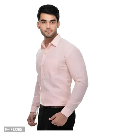 Men's Peach Khadi Cotton Solid Long Sleeves Regular Fit Casual Shirt-thumb2