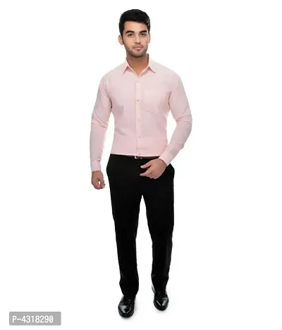 Men's Peach Khadi Cotton Solid Long Sleeves Regular Fit Casual Shirt-thumb4