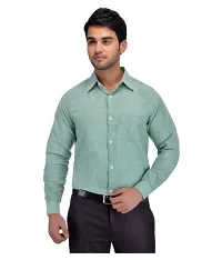 Men's Multicoloured Khadi Cotton Solid Long Sleeves Regular Fit Casual Shirt (Pack of 2)-thumb1