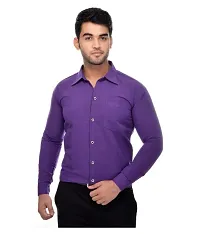 Men's Multicoloured Khadi Cotton Solid Long Sleeves Regular Fit Casual Shirt (Pack of 2)-thumb3