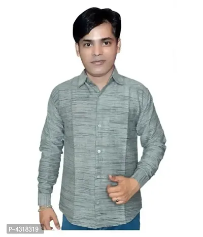 Grey Cotton Solid Casual Shirts For Men