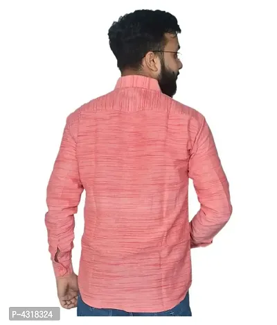 Pink Cotton Solid Casual Shirts For Men-thumb3
