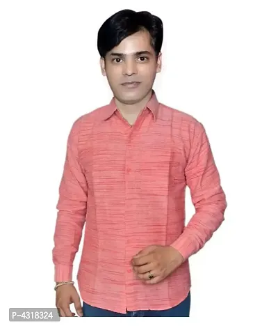 Pink Cotton Solid Casual Shirts For Men-thumb0