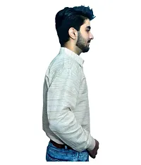Men's Brown Khadi Cotton Solid Long Sleeves Regular Fit Casual Shirt-thumb1