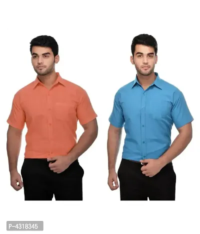 Multicoloured Cotton Solid Casual Shirts For Men-thumb0