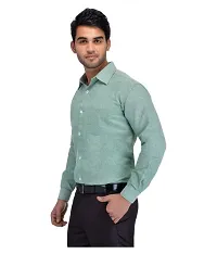 Men's Green Khadi Cotton Solid Long Sleeves Regular Fit Casual Shirt-thumb1