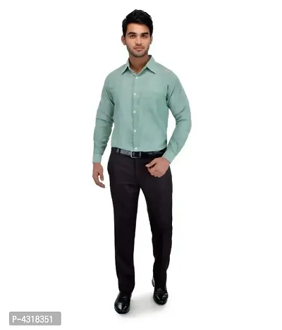 Men's Green Khadi Cotton Solid Long Sleeves Regular Fit Casual Shirt-thumb4