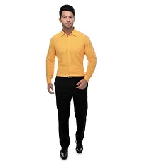 Men's Yellow Khadi Cotton Solid Long Sleeves Regular Fit Casual Shirt-thumb3