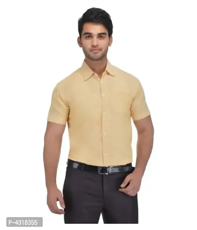 Men's Brown Khadi Cotton Solid Short Sleeves Regular Fit Casual Shirt